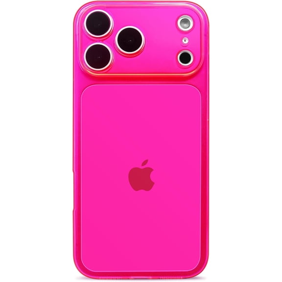 FRKSMD-Compatible with iPhone 17 Pro Case, Neon Clear Case with Camera Lens Cover for Women Girls Slim Soft Silicone Protective Transparent Girly Case for iPhone 17 Pro, Neon Pink