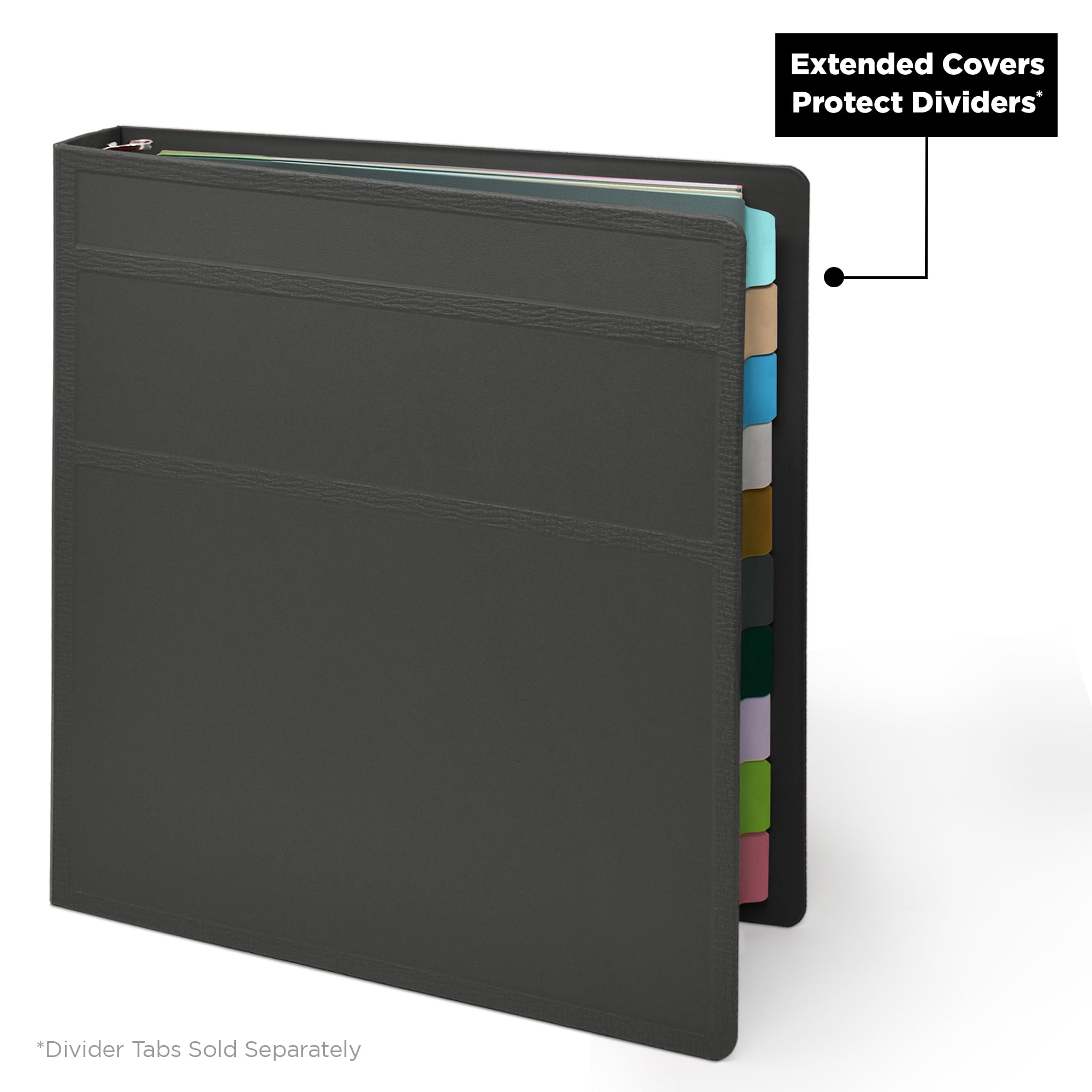 Carstens 1.5- Inch Heavy Duty 3-Ring Binder - Side Opening, Charcoal Gray
