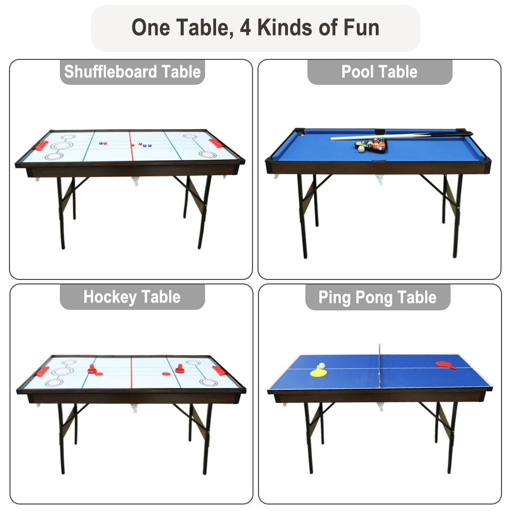 Vocheer 46Inch 4 in 1 Combo Game Table, Folding Pool/Billiard, Hockey , Table Tennis, Shuffleboard Table