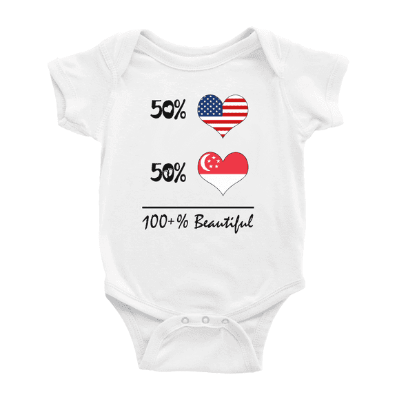 50% Singaporean + 50% American = 100+% Beautiful Cute Baby Clothing Bodysuits For Boy Girl