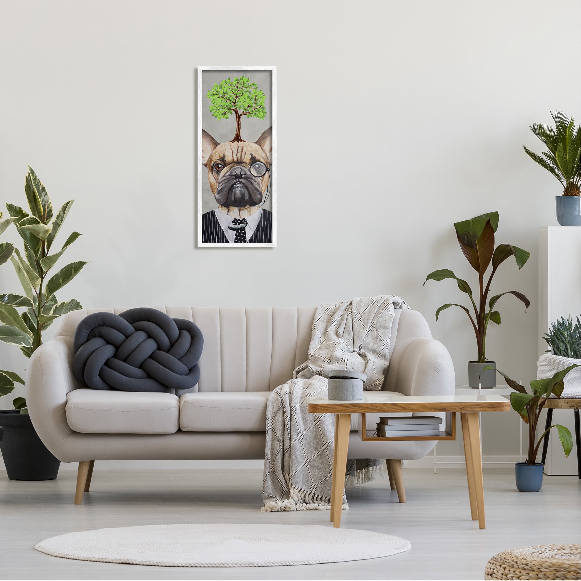 Stupell Industries Dog Wearing Suit Botanical Tree Animals & Insects Painting White Framed Art Print Wall Art