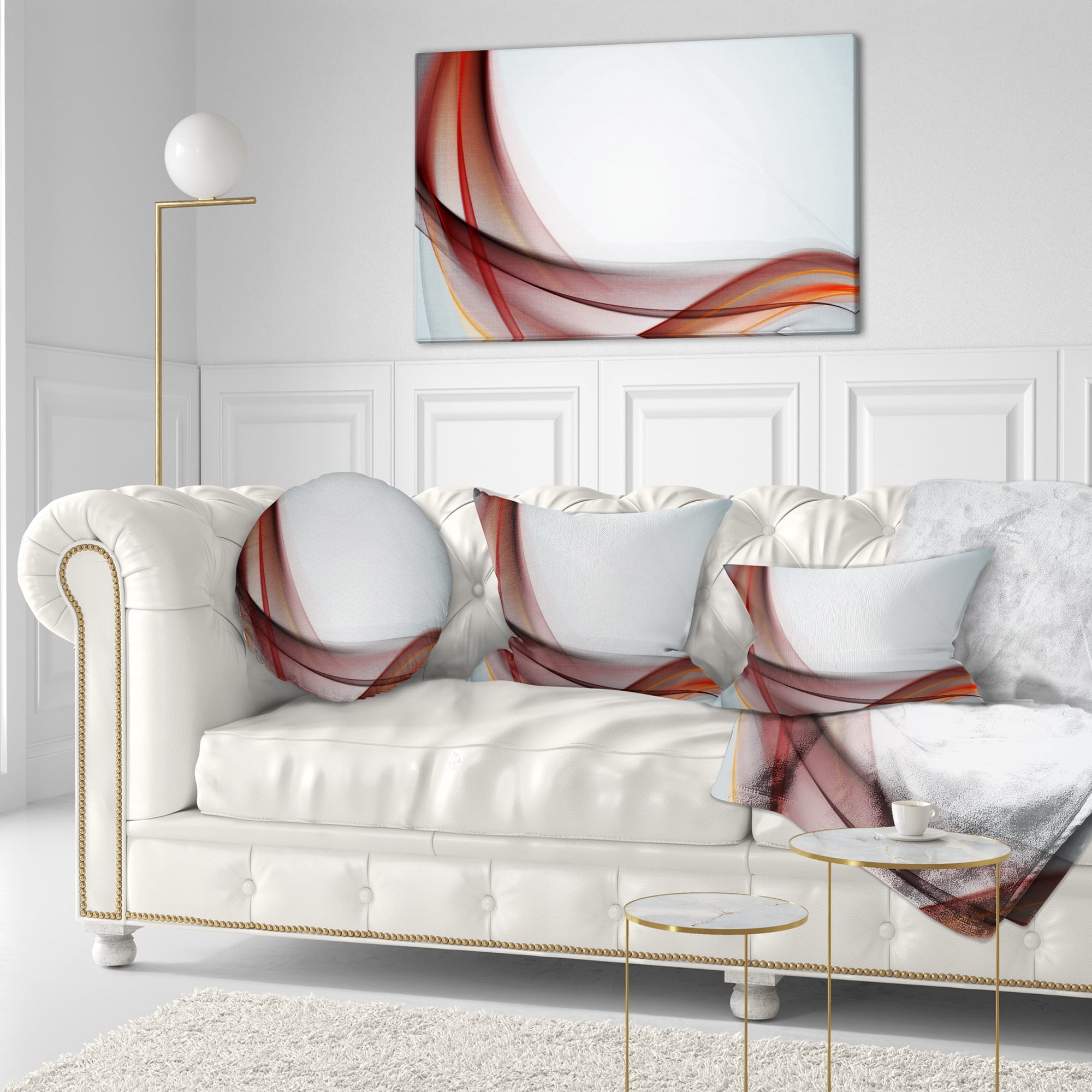 Designart Abstract Brown Upward Waves - Abstract Throw Pillow - 12x20