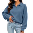 thumbnail image 2 of Collared Sweatshirts for Women,Long Sleeve Loose Casual Knit Solid Pullover Tops,Dating Casual Look, 2 of 6