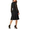 thumbnail image 3 of INSPIRE CHIC Women's Long Sleeve Dresses Round Neck Elegant Cocktail Party Work Knee Length Dress L Black, 3 of 5