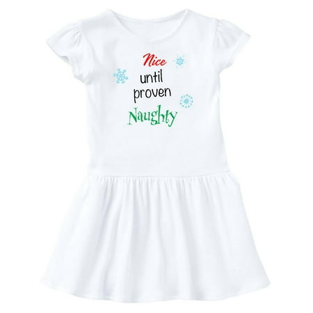 

Inktastic Nice until Proven Naughty with Snowflakes Gift Toddler Girl Dress