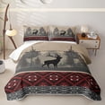 thumbnail image 2 of Erosebridal Rustic Western Elk Twin Quilt Set for Women Men, Beige Red Aztec Damask Twin Coverlet Set, 2-Piece, 2 of 7