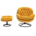 thumbnail image 7 of Velvet Swivel Accent Chair, Modern Lounge Sofa Chair with Ottoman and Metal Base Frame, Single Leisure Sofa Chair for Living Room, Bedroom, Reading Room, Yellow, 7 of 7