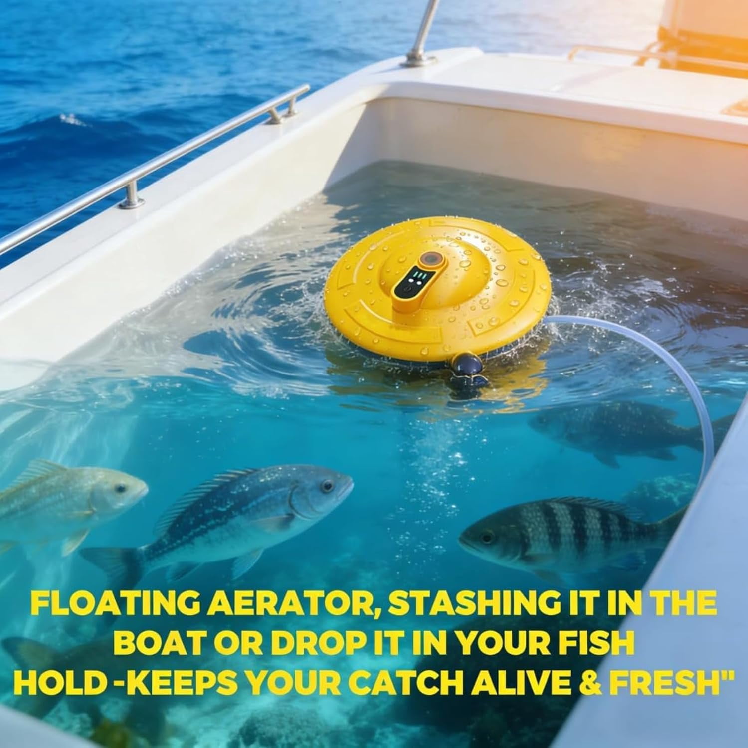 IPX7 Floating & Rechargeable Bait Bucket Aerator, Portable Channel Aquarium Aerator & Inflator, Ultra-Quiet Bubble Generator for Fish Tank, Bait Bucket, Fishing Trips Live Bait Transportation (B)