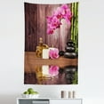 thumbnail image 1 of Flower Tapestry, Spa Flower and Water Reflection Aromatherapy Bamboo Blossom Candlelight Print, Fabric Wall Hanging Decor for Bedroom Living Room Dorm, 5 Sizes, Pink Green Umber, by Ambesonne, 1 of 1