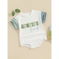 thumbnail image 3 of Bslissey Baby Boys Girls Short Sleeve Romper Contrast Color Embroidery Letter Crew Neck Jumpsuit Newborn Infant Casual Summer T-shirt Bodysuit 3M 6M 12M 18M, 3 of 9