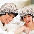thumbnail image 6 of Shower Caps,Cute Hedgehog Pattern with Flowers Waterproof Shower Cap for Women 4 Pieces,Double Reusable Hair Cover for Shower PEVA Elastic Stretch Hem, 6 of 7