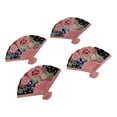 thumbnail image 3 of Ebros Set Of 4 Pink Floral Blossoms Oriental Fan Shaped Appetizer Sushi Plates, 3 of 5