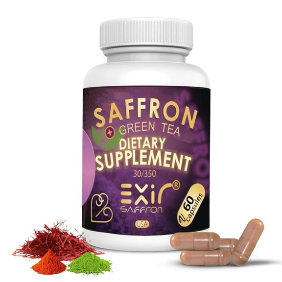 Exir Saffron   Green Tea Supplement, 60 Capsules – Dual Formula for Gut Health, Digestion & Metabolism Support