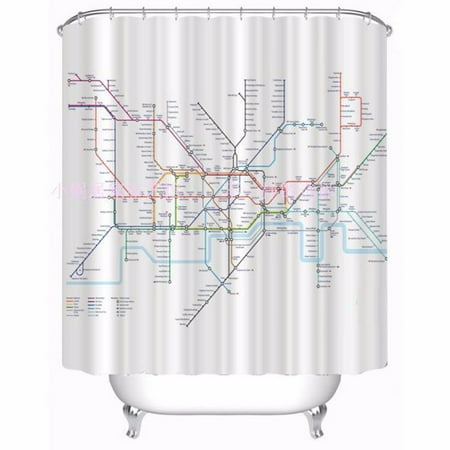 White Polyester Creative Europe London Subway Map Shower Curtain
