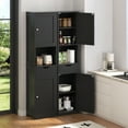 thumbnail image 3 of Walsunny Bathroom Storage Cabinet 64" Tall Wooden Kitchen Cupboard Pantry Cabinet with Doors Shelves Drawer Black, 3 of 8