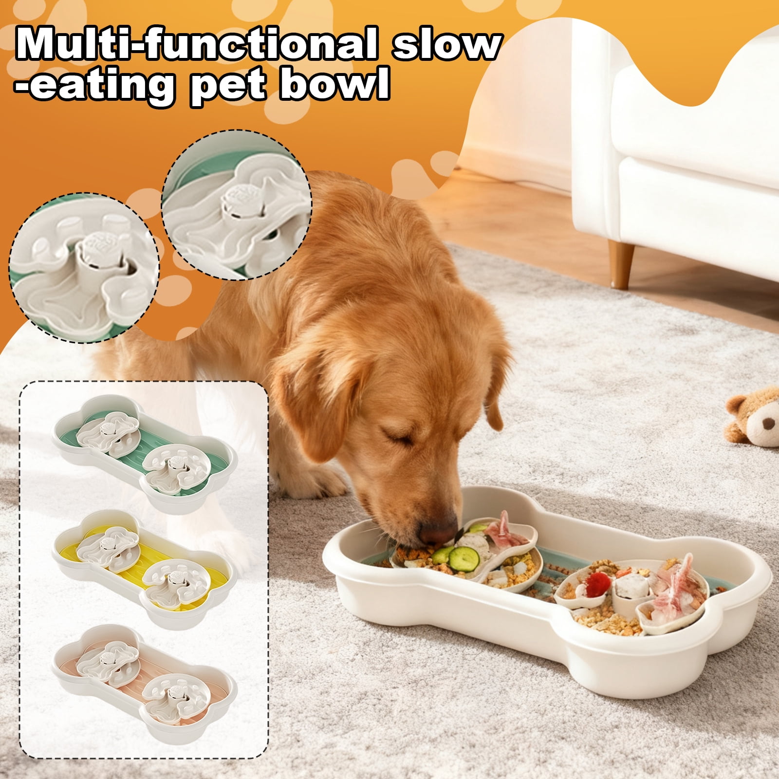 Dog Puzzle Feeder Slow Feeder Dog Bowls Anti-Choking Interactive Pet Feeder for Healthy Digestion and Brain Training Cat Feeder，Mint Green