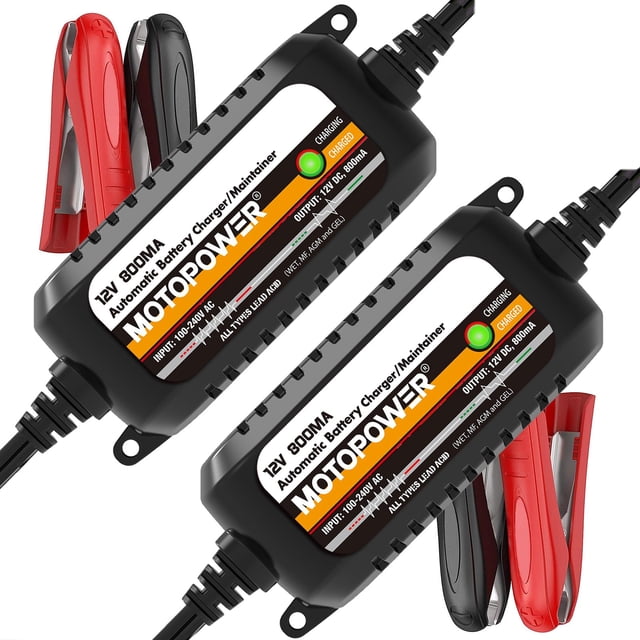 Cargador de baterías MOTOpower MP00205C 12V 800mA paquete de 2