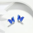 thumbnail image 4 of Blue Butterfly Earrings Sapphire September Birthstone Earrings Stud Crystal 925 Sterling Silver Jewelry Women Birthday Mother's Day Gifts Juwaliy, 4 of 8