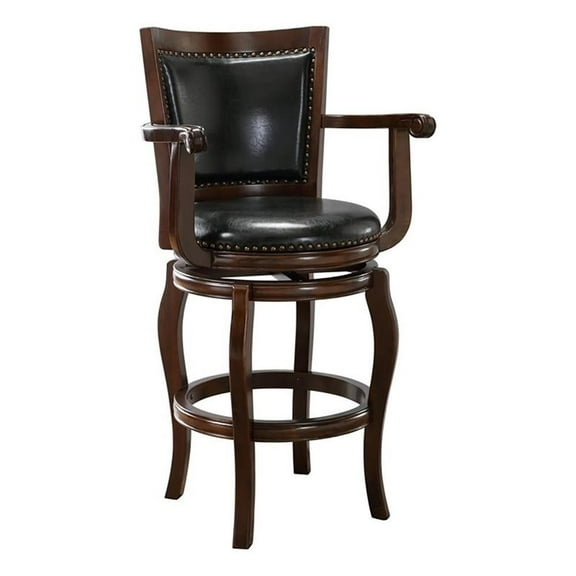 Bowery Hill Faux Leather Cappuccino/Black Swivel Bar Stool Rectangular 31" Unassembled