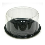 Pactiv Rose Pattern Plastic Cake Container 13", Black Base/Clear Lid | 45/Case