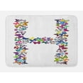 thumbnail image 1 of Letter H Bath Mat, Cute Collection Colorful Butterflies Lepidoptera Family Girls Exotic Nature Font, Non-Slip Plush Mat Bathroom Kitchen Laundry Room Decor, 29.5 X 17.5 Inches, Multicolor, Ambesonne, 1 of 2