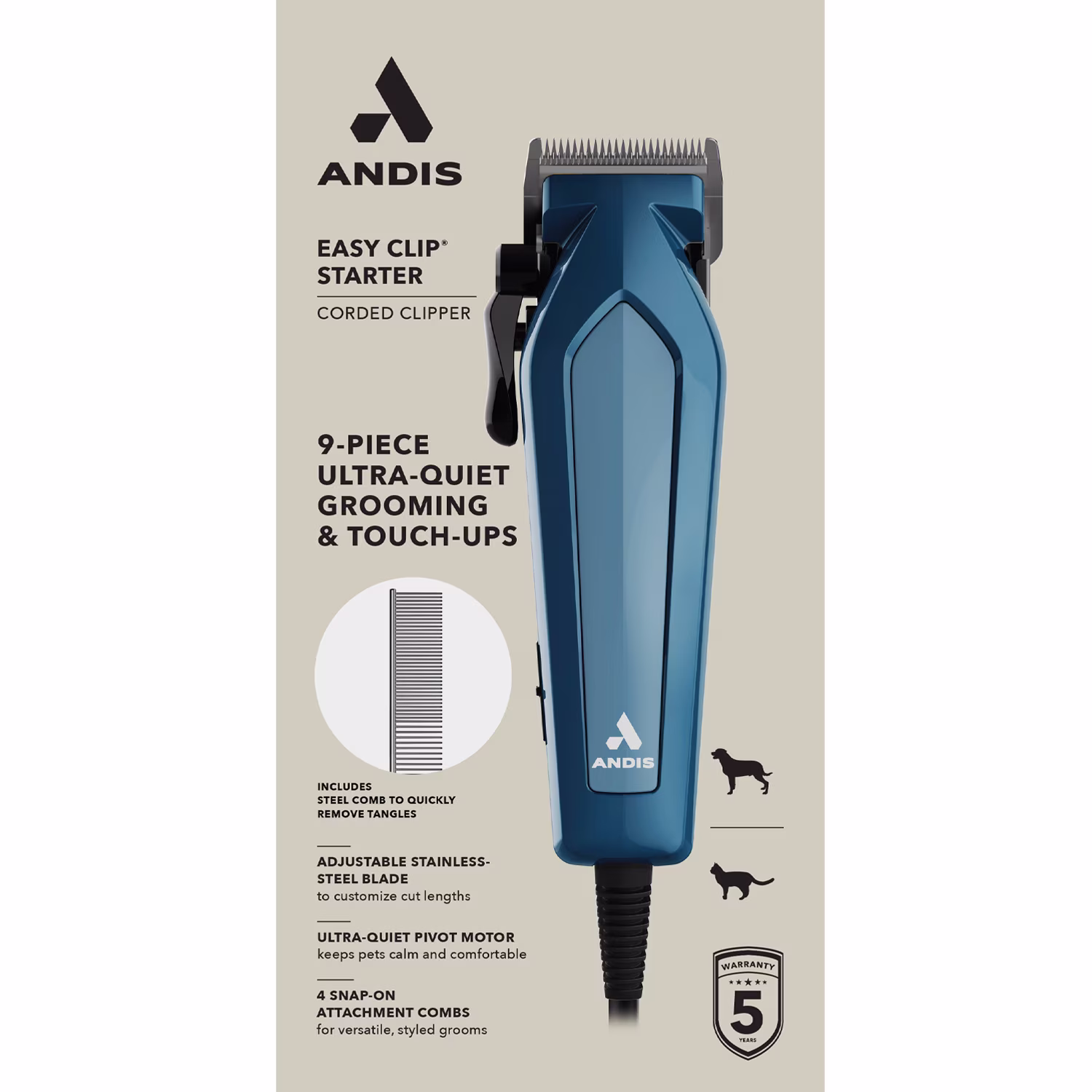 thumbnail image 3 of Andis Easy Clip Starter Kit, Teal with Adjustable Blade and Quiet Operation, 3 of 5
