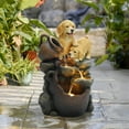 thumbnail image 6 of LuxenHome Puppy Friends Farmhouse Resin Outdoor Fountain with Lights, 6 of 6