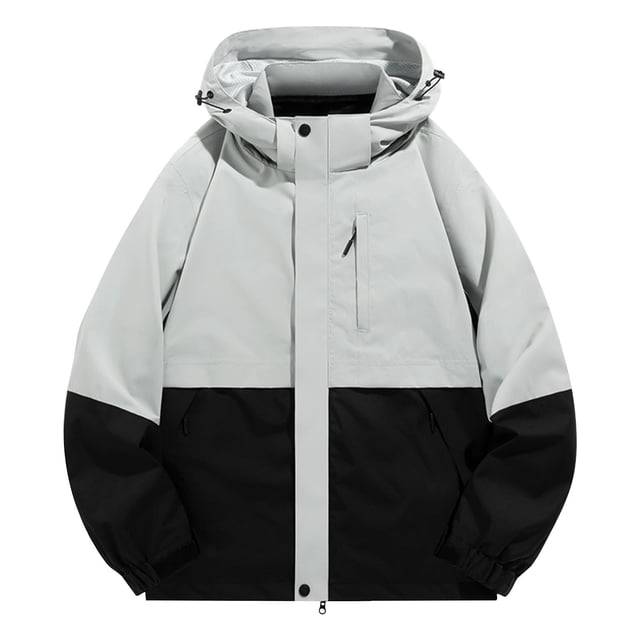 Men's Outdoor Solid Color Windproof Removable Inner Liner Pocket Zipper Jacket