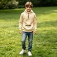 thumbnail image 4 of Boys Half Zip Pullover Hoodie, Kids Hooded Sweatshirt with Zipper Pocket, Warm Long‑Sleeve Casual Outerwear, 4 of 7