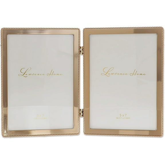 Beaded Trim Gold finish Double 5x7 frame - 5x7