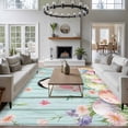 thumbnail image 3 of Large Area Rugs for Living Room Bedroom, Easter 6'x9' Rug Washable Carpet Runner Indoor Outdoor, Spring Rabbit Feet Eggs Flower Green Wooden Grain Non Slip Floor Mats Rug for Kitchen, Playroom, 3 of 8