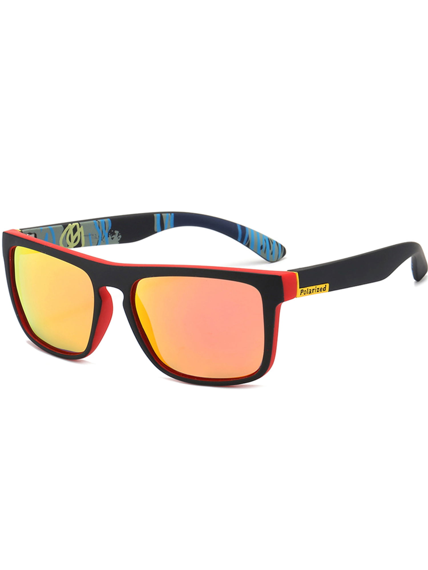 Polarized Square Sunglasses Men Women Mirror Lens UV400 Protection Driving Sun Glasses black 