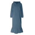 thumbnail image 4 of Vestido holgado de manga larga con capucha y estampado liso para mujer talla grande - Vestido informal tipo sudadera con bolsillos, primavera/otoño/invierno, 4 of 5