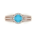 thumbnail image 2 of 1.76ct round cut turquoise 18k rose gold halo Bridal Wedding Engagement Promise Anniversary Ring for Women size 9.25, 2 of 7