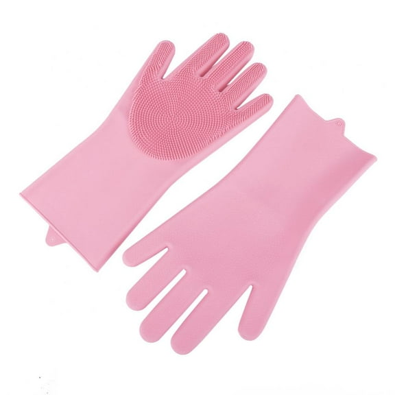 Silicone Dishwashing Gloves Wash Cleaning Gloves With Sponge Scrubbers For Washing Kitchen, Bathroom, Car & More