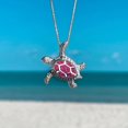 thumbnail image 6 of KDSJSXW Gold Necklaces for Women Opal Sea Turtle Necklace Pendant Necklace Ocean Beach Jewelry Handmade Sea Life Accessory Sterling Silver Necklace for Women (Red,One Size), 6 of 6