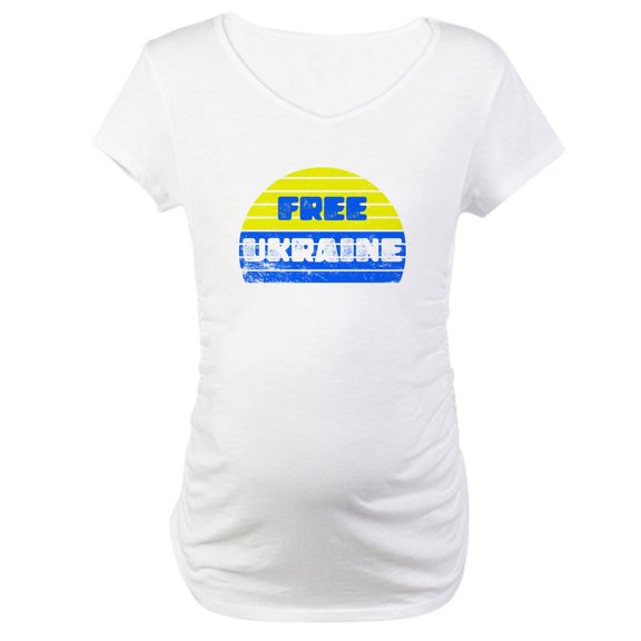 CafePress - Free Ukraine Women's Maternity T Shirt - Cotton Maternity T-shirt, Cute & Funny Pregnancy Tee