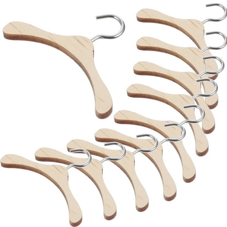Nestingho Mini Craft Clothes Hangers 10Pcs Wooden Hanger for Dolls Housekeeping