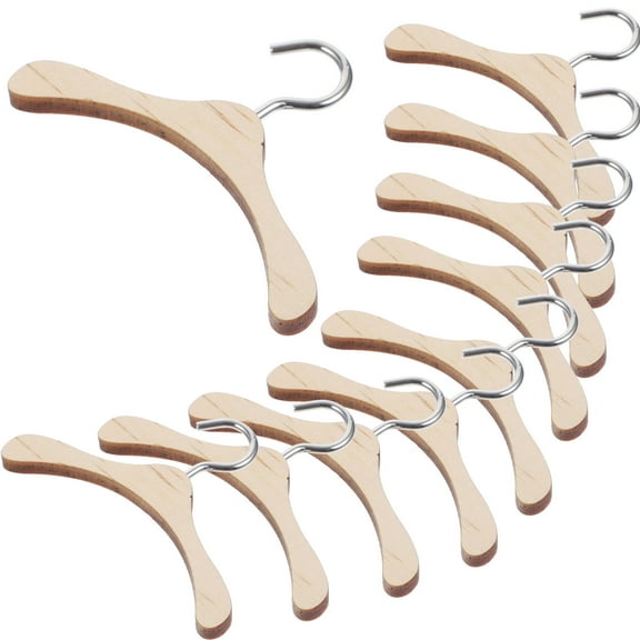 Nestingho Mini Craft Clothes Hangers 10Pcs Wooden Hanger for Dolls Housekeeping