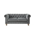 thumbnail image 3 of Londynn Loveseat Dark Grey Velvet 71L x 33.5W x 30.3H Button Tufted Rolled Arm, 3 of 8