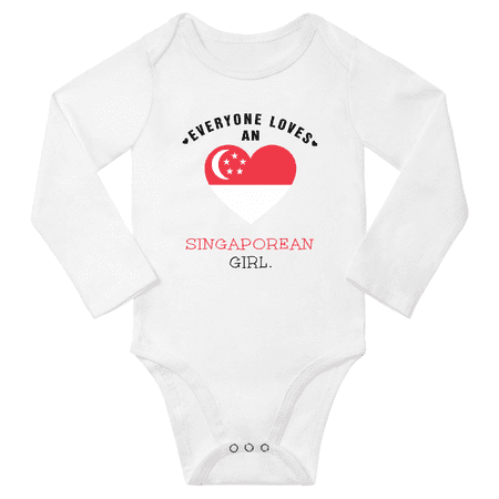 

Everyone Loves An Singaporean Girl Baby Long Slevve Bodysuit Outfits (White 12-18 Months)
