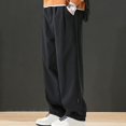 thumbnail image 4 of ML Solid Color Pants Men‘s Wide-leg Retro Work Pants Breathable Versatile Straight Trousers for Casual or Formal Wear Straight Leg, 4 of 6