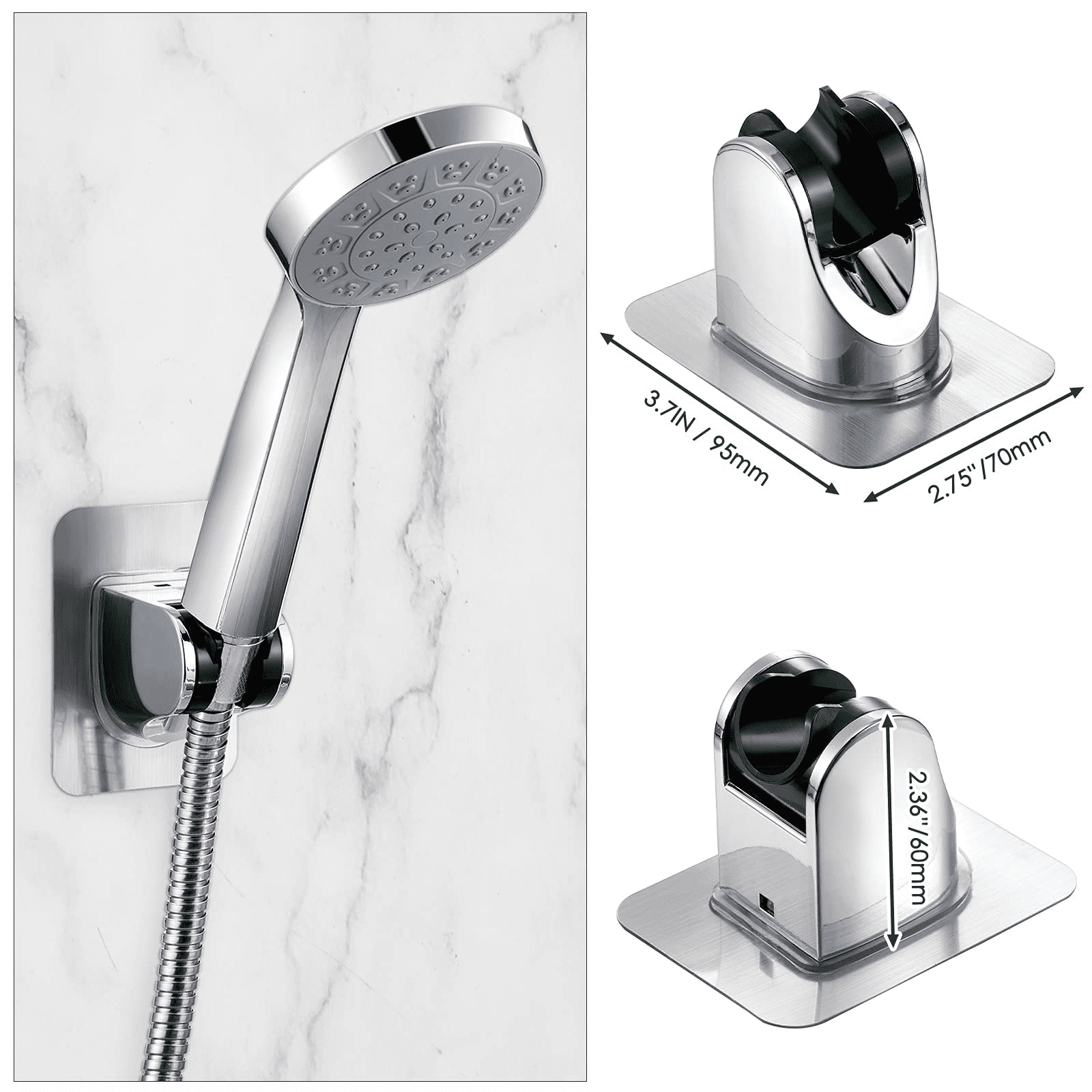 Buy Adhesive Shower Head Holder,Adjustable Shower Wand Holder,Handheld  Shower Head Wall Bracket With 2 Hanger Hooks,Showerhead &Bidet Sprayer  Bracket Better than Suction Cups Online at desertcartKUWAIT