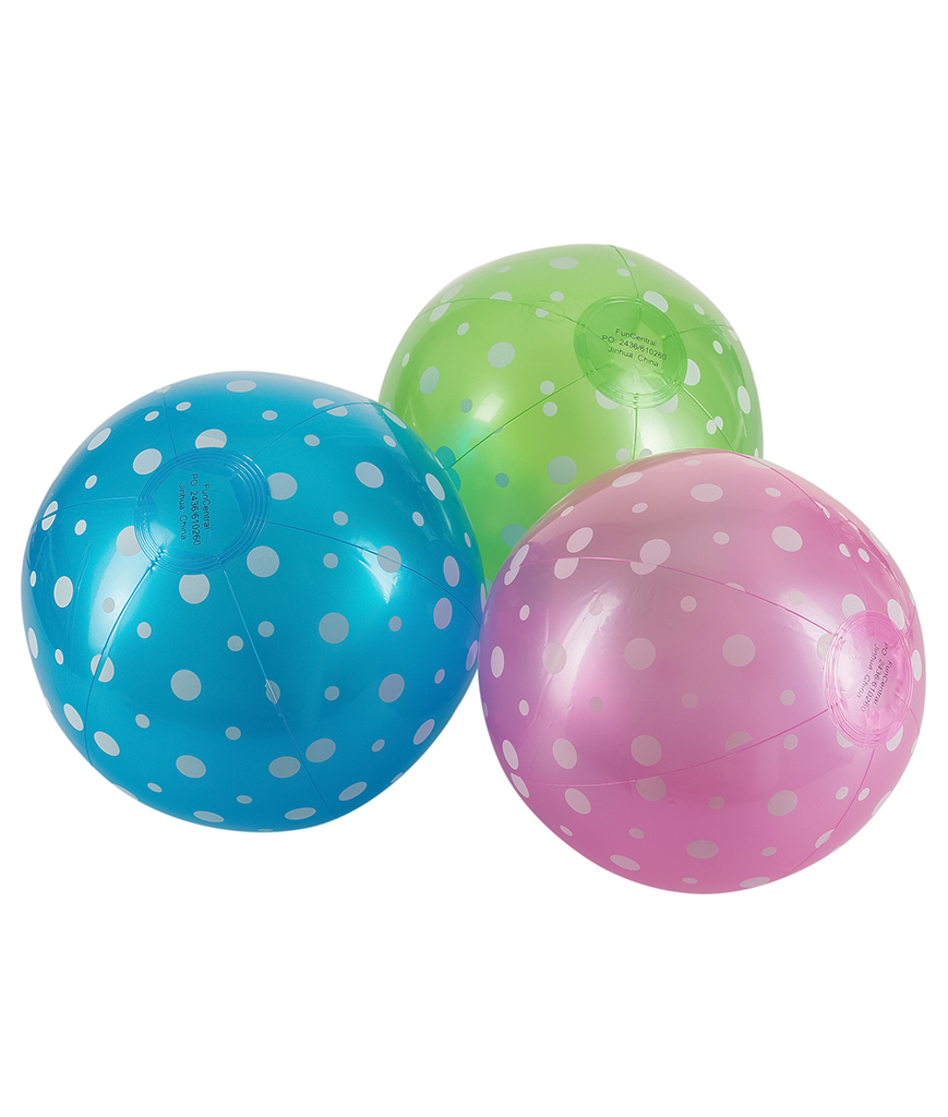 9 Inch Inflatable PolkaDot Beach Balls 12 Pack