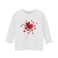 thumbnail image 5 of Bpmpbo Girls' 3/4 Sleeve Heart Print T-Shirt Comfortable Loose-Fit Round Neck Top Casual Pullover Blouse for Everyday Wear, 5 of 5