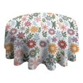thumbnail image 4 of Colorful Daisy Flower Floral Pattern Round Tablecloth 60"x60",Wrinkle Wipeable Table Cloth for Kitchen Dining Room Picnic Patio Party, 4 of 6