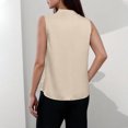 thumbnail image 4 of Lenpel Women's Tank Tops Trendy Mock Neck Ruched Front Sleeveless Satin Shirts Summer Casual Blouses, 4 of 7