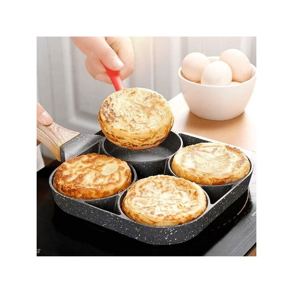 Nonstick Egg Frying Pan 4 Cup Breakfast Sandwich Maker for Egg McMuffin and Pancakes Induction Compatible Aluminum Fried Egg Cooker Skillet with Handle