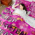 thumbnail image 4 of Castle Fairy Female Men Women Eat Sleep Basketball Bedding Comforter Set 7-Piece,Geometric Honeycomb Hexagon King Bedding Sets,Abstract Gradient Ombre Ultra Soft Bed Sheets,Luxury Bedroom Decor, 4 of 8