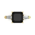 thumbnail image 2 of 3ct asscher cut black natural onyx 18k yellow gold 3 stone Bridal Wedding Engagement Promise Anniversary Ring for Women size 4.25, 2 of 7